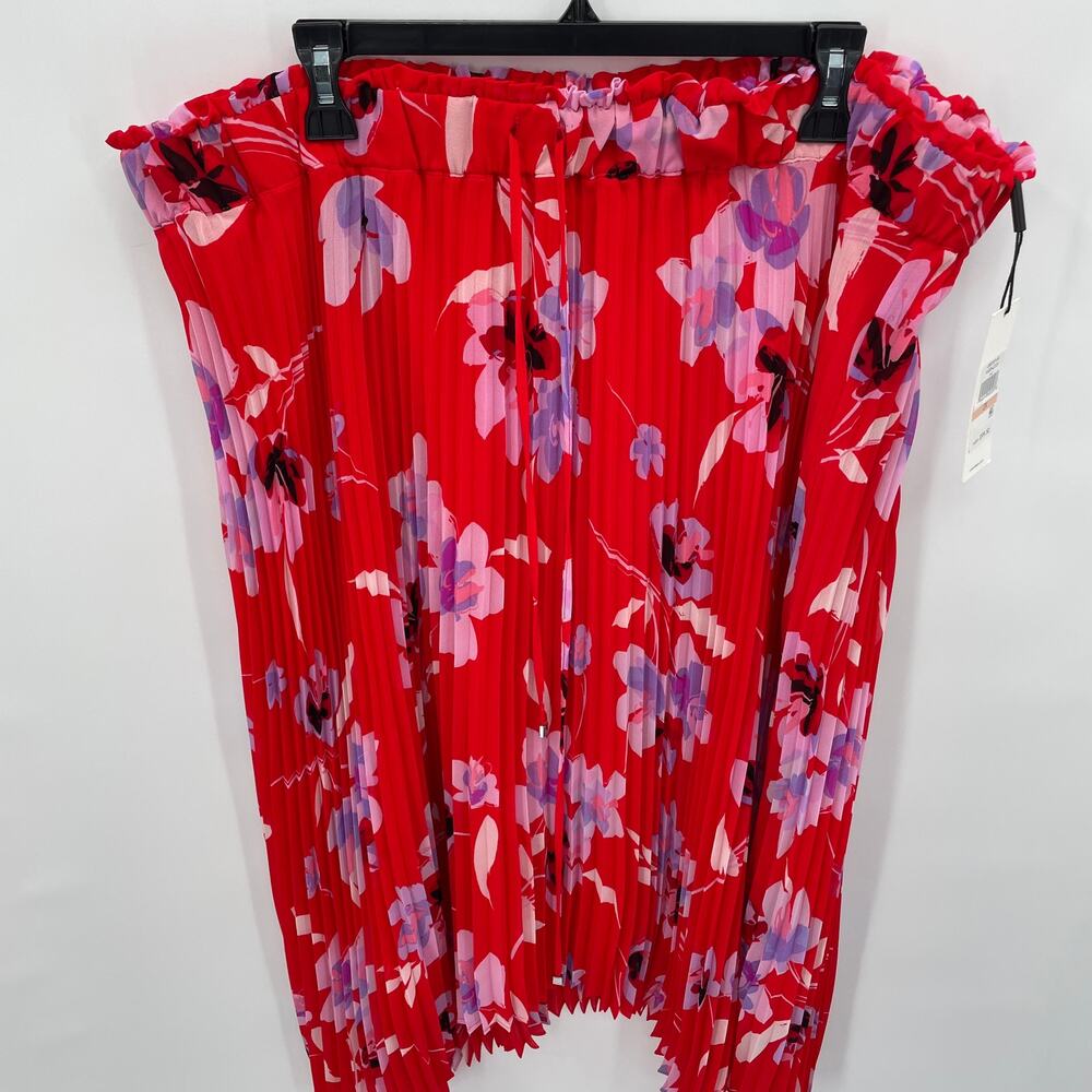 Calvin Klein NWT Floral Print Pull-On High-Low Pleated Skirt // 2X - Picture 5 of 10